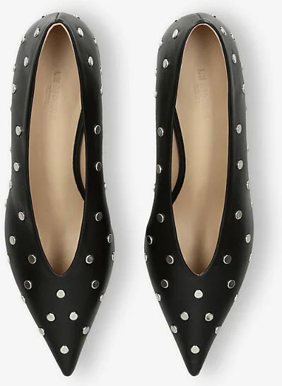 Womens Black Babouche Studded Leather Heels Eur 39 / 6 Uk Women - Image 2