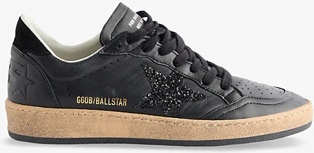 Womens Black Ball Star Leather Trainers Eur 35 / 2 Uk Women