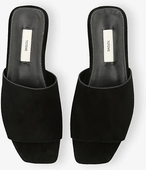 Womens Black Bandeau Velour-Leather Sliders Eur 38/5 Uk Women - Image 2