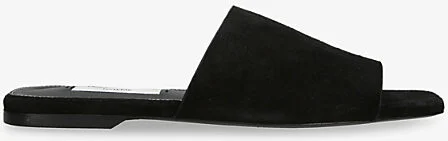 Womens Black Bandeau Velour-Leather Sliders Eur 38/5 Uk Women