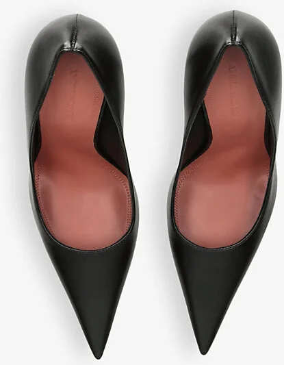 Womens Black Barbara Pointed-Toe Leather Pumps Eur 36 / 3 Uk Women - Image 2