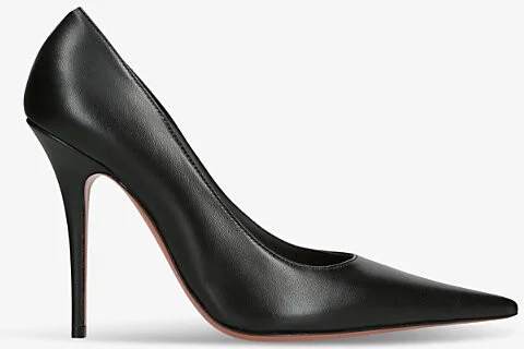 Womens Black Barbara Pointed-Toe Leather Pumps Eur 36 / 3 Uk Women