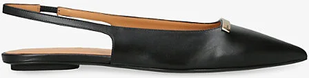 Womens Black Barretta Leather Slingback Flats Eur 38/5 Uk Women