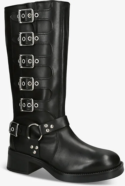 Womens Black Battle Knee-High Leather Boots Eur 36 / 3 Uk Women - Image 2