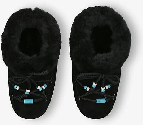 Womens Black Bead-Embellished Suede Mules Eur 41 / 8 Uk Women - Image 2