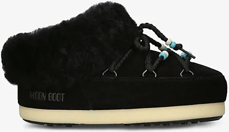 Womens Black Bead-Embellished Suede Mules Eur 41 / 8 Uk Women