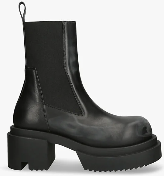 Womens Black Beatle Bogun Leather Heeled Boots Eur 36 / 3 Uk Women