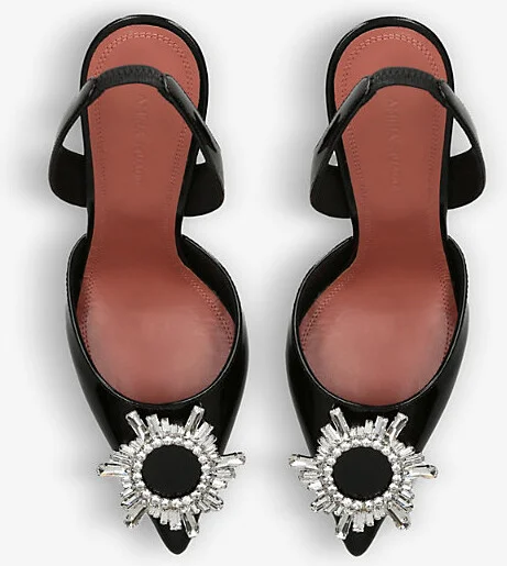 Womens Black Begum Crystal-Embellished Patent-Leather Slingback Courts Eur 41 / 8 Uk Women - Image 2