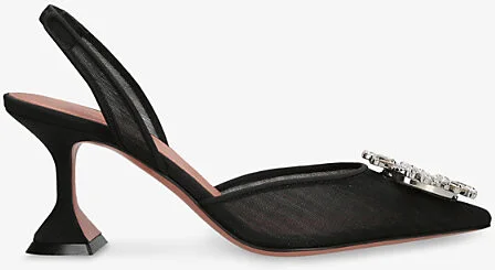 Womens Black Begum Sling 70 Heeled Mesh Sandals Eur 40 / 7 Uk Women