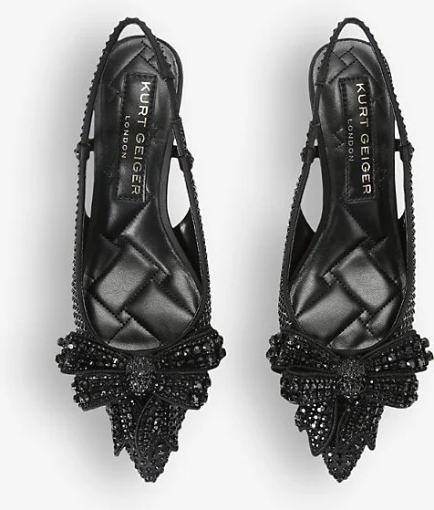Womens Black Belgravia Crystal-Embellished Bow Heeled Satin Sandals Eur 36 / 3 Uk Women - Image 2