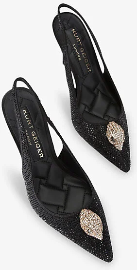 Womens Black Belgravia Rhinestone-Embellished Satin Slingback Courts Eur 41 / 8 Uk Women - Image 2