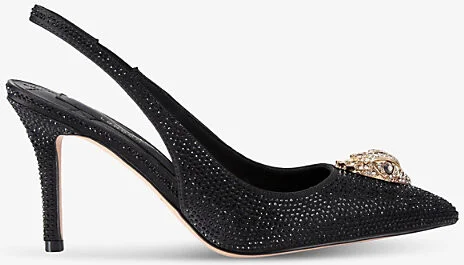 Womens Black Belgravia Rhinestone-Embellished Satin Slingback Courts Eur 41 / 8 Uk Women