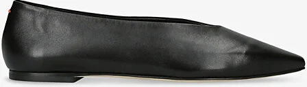 Womens Black Betty Square-Toe Leather Ballet Flats Eur 37.5 / 4.5 Uk Women