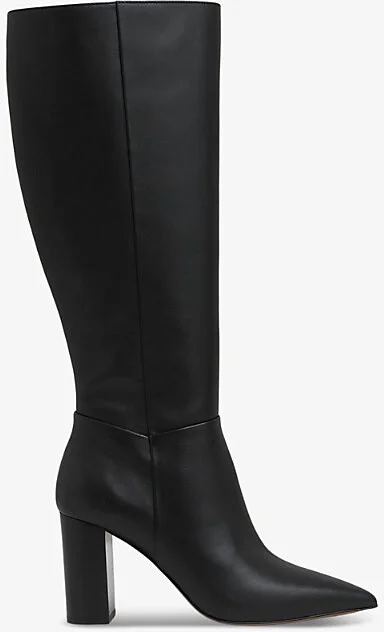 Womens Black Bianca Pointed-Toe Leather Knee-High Boots Eur 40 / 7 Uk Women