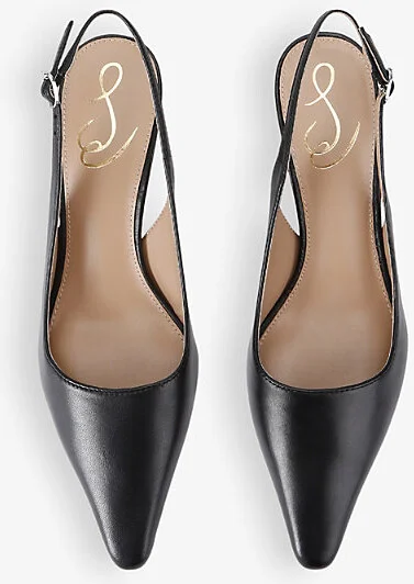 Womens Black Bianka Leather Heeled Slingback Courts Eur 38.5 / 5.5 Uk Women - Image 2