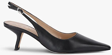 Womens Black Bianka Leather Heeled Slingback Courts Eur 38.5 / 5.5 Uk Women