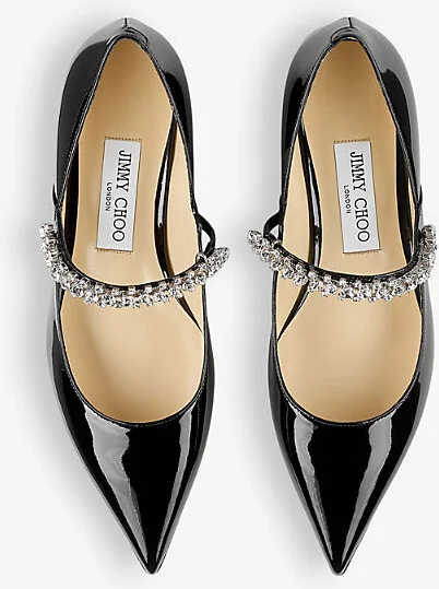 Womens Black Bing 25 Crystal-Embellished Patent-Leather Flats Eur 41.5 / 8.5 Uk Women - Image 2