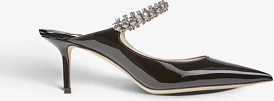 Womens Black Bing 65 Crystal-Embellished Patent-Leather Heeled Mules Eur 39 / 6 Uk Women