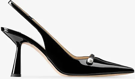Womens Black/Black Amita 85 Patent Leather Slingbacks Eur 34.5 / 1.5 Uk Women