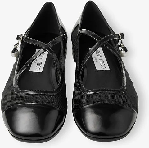 Womens Black/Black Eleri Crossover-Strap Patent-Leather and Mesh Ballet Flats Eur 40.5 / 7.5 Uk Women - Image 2