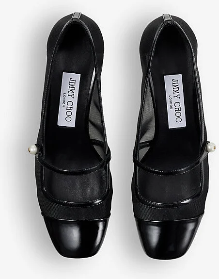 Womens Black/Black Elisa 45 Mesh and Patent-Leather Heeled Courts Eur 40 / 7 Uk Women - Image 2