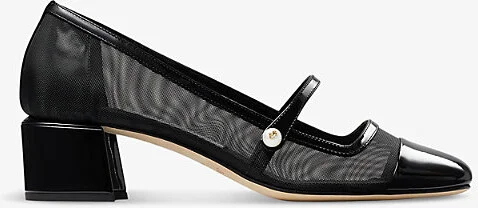 Womens Black/Black Elisa 45 Mesh and Patent-Leather Heeled Courts Eur 40 / 7 Uk Women