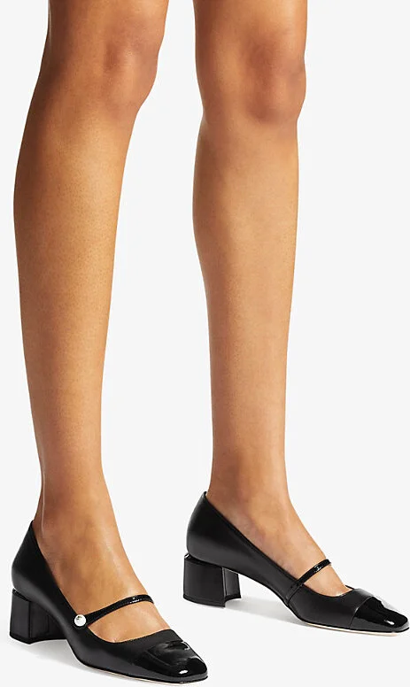Womens Black/Black Elisa Block-Heel Leather Heeled Courts Eur 39 / 6 Uk Women - Image 2