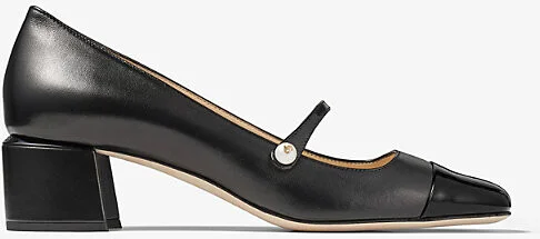 Womens Black/Black Elisa Block-Heel Leather Heeled Courts Eur 39 / 6 Uk Women