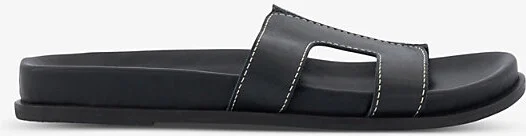 Womens Black-Black Leather Loupa Contrast-Stitch Leather Sandals Eur 39 / 6 Uk Women