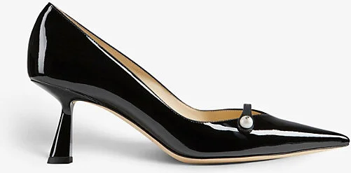 Womens Black/Black Rosalia 65 Pearl-Embellished Patent-Leather Heeled Courts Eur 38/5 Uk Women