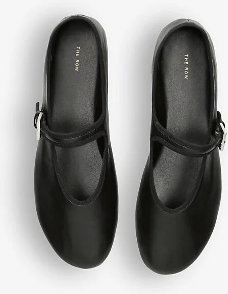Womens Black Boheme Buckle-Embellished Leather Ballet Pumps Eur 37.5 / 4.5 Uk Women - Image 2