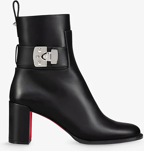 Womens Black Booty Lock 70 Leather Heeled Courts Eur 39.5 / 6.5 Uk Women