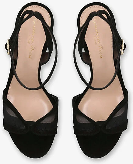 Womens Black Bow-Embellished 105 Mesh Platform Heeled Sandals Eur 37 / 4 Uk Women - Image 2