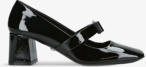 Womens Black Bow-Embellished Mary-Jane Leather Pumps Eur 39 / 6 Uk Women