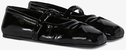 Womens Black Bow-Embellished Square-Toe Patent-Leather Ballet Flats Eur 40 / 7 Uk Women - Image 2