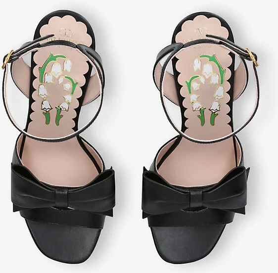 Womens Black Bowow Pump 95 Heeled Leather Sandals Eur 38/5 Uk Women - Image 2
