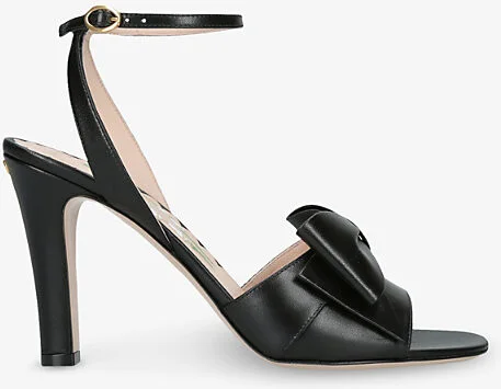 Womens Black Bowow Pump 95 Heeled Leather Sandals Eur 38/5 Uk Women