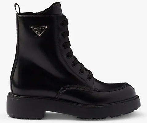 Womens Black Brand-Plaque Brushed Leather Combat Boots Eur 38/5 Uk Women