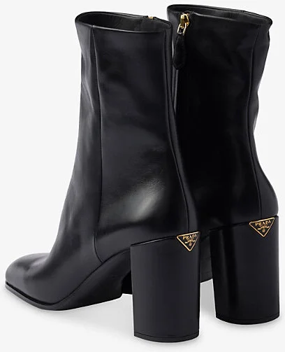 Womens Black Brand-Plaque Leather Heeled Ankle Boots Eur 36 / 3 Uk Women - Image 2