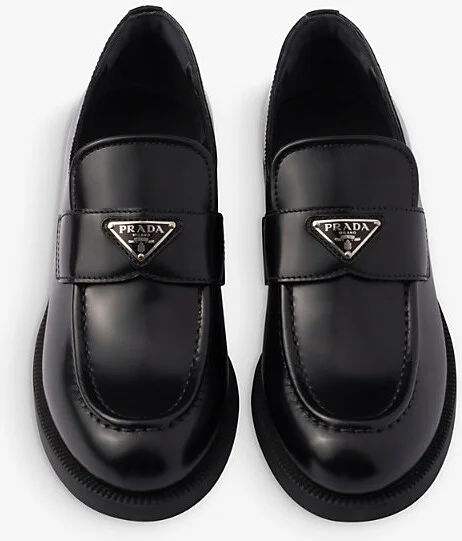 Womens Black Brand-Plaque Leather Loafers Eur 40 / 7 Uk Women - Image 2