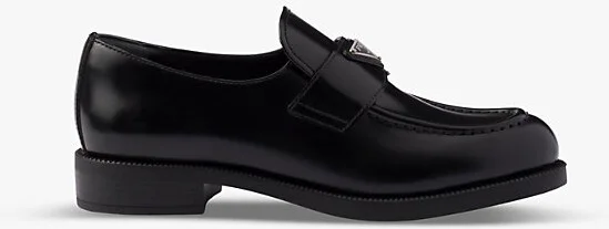 Womens Black Brand-Plaque Leather Loafers Eur 40 / 7 Uk Women