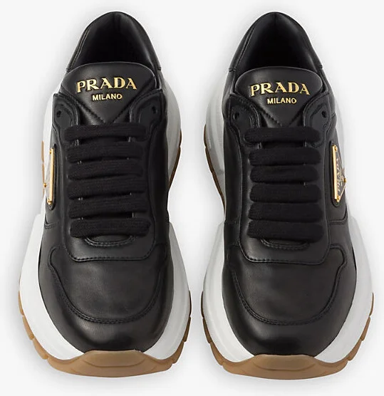 Womens Black Brand-Plaque Leather Low-Top Trainers Eur 40.5 / 7.5 Uk Women - Image 2