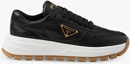 Womens Black Brand-Plaque Leather Low-Top Trainers Eur 40.5 / 7.5 Uk Women
