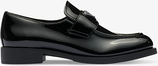 Womens Black Brand-Plaque Patent Leather Loafers Eur 39 / 6 Uk Women