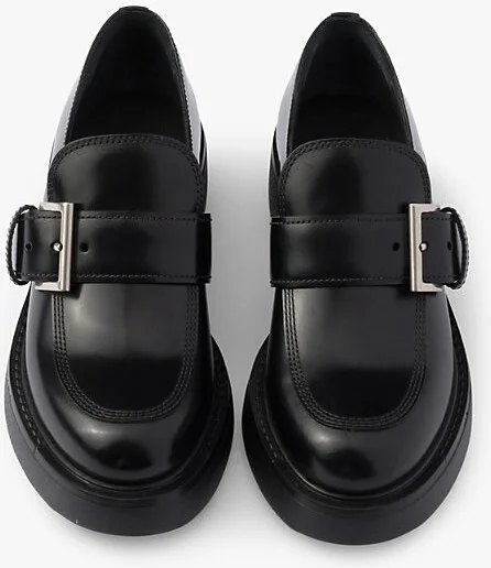 Womens Black Branded-Buckle Brushed Leather Loafers Eur 34.5 / 1.5 Uk Women - Image 2