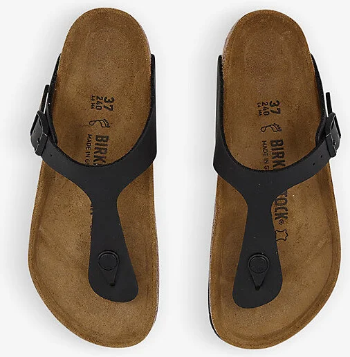 Womens Black Branded-Hardware Faux-Leather Thong Sandals Eur 38/5 Uk Women - Image 2