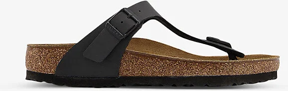Womens Black Branded-Hardware Faux-Leather Thong Sandals Eur 38/5 Uk Women