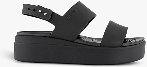 Womens Black Brooklyn Double-Strap Low-Wedge Rubber Sandals Eur 41 / 8 Uk Women