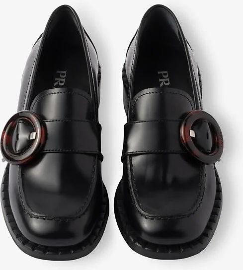 Womens Black Brushed Leather Loafers Eur 36.5 / 3.5 Uk Women - Image 2