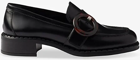 Womens Black Brushed Leather Loafers Eur 36.5 / 3.5 Uk Women